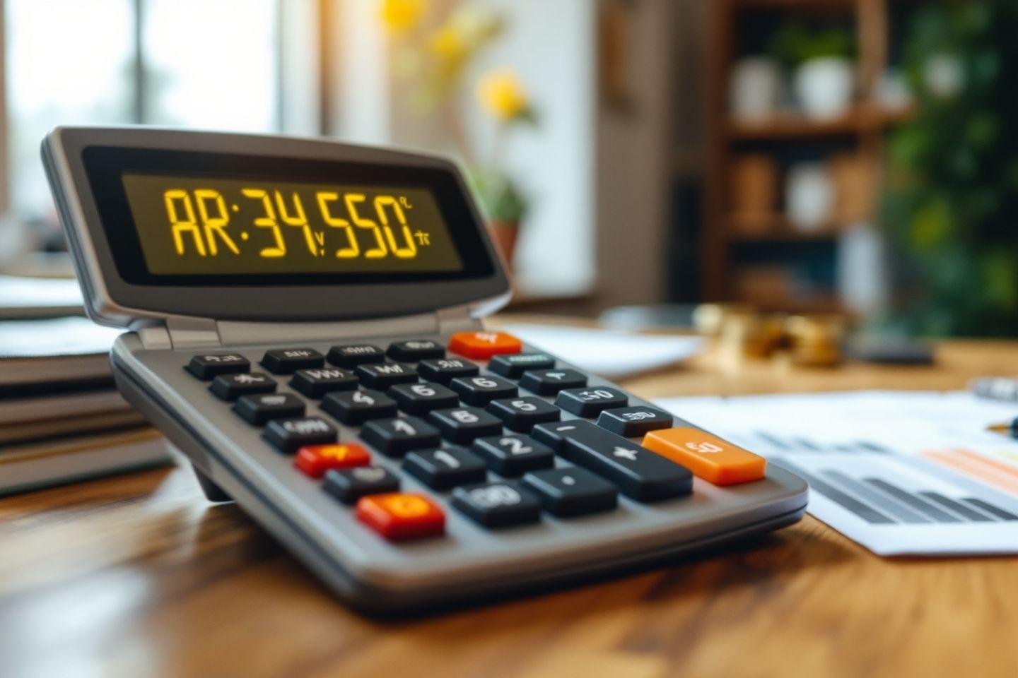 Calculatrice numérique avec écran digital affichant l'heure