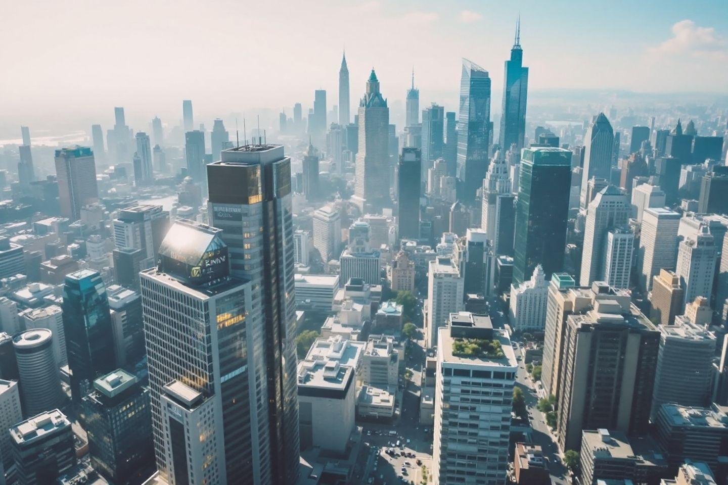 Vue aérienne panoramique de buildings modernes et denses