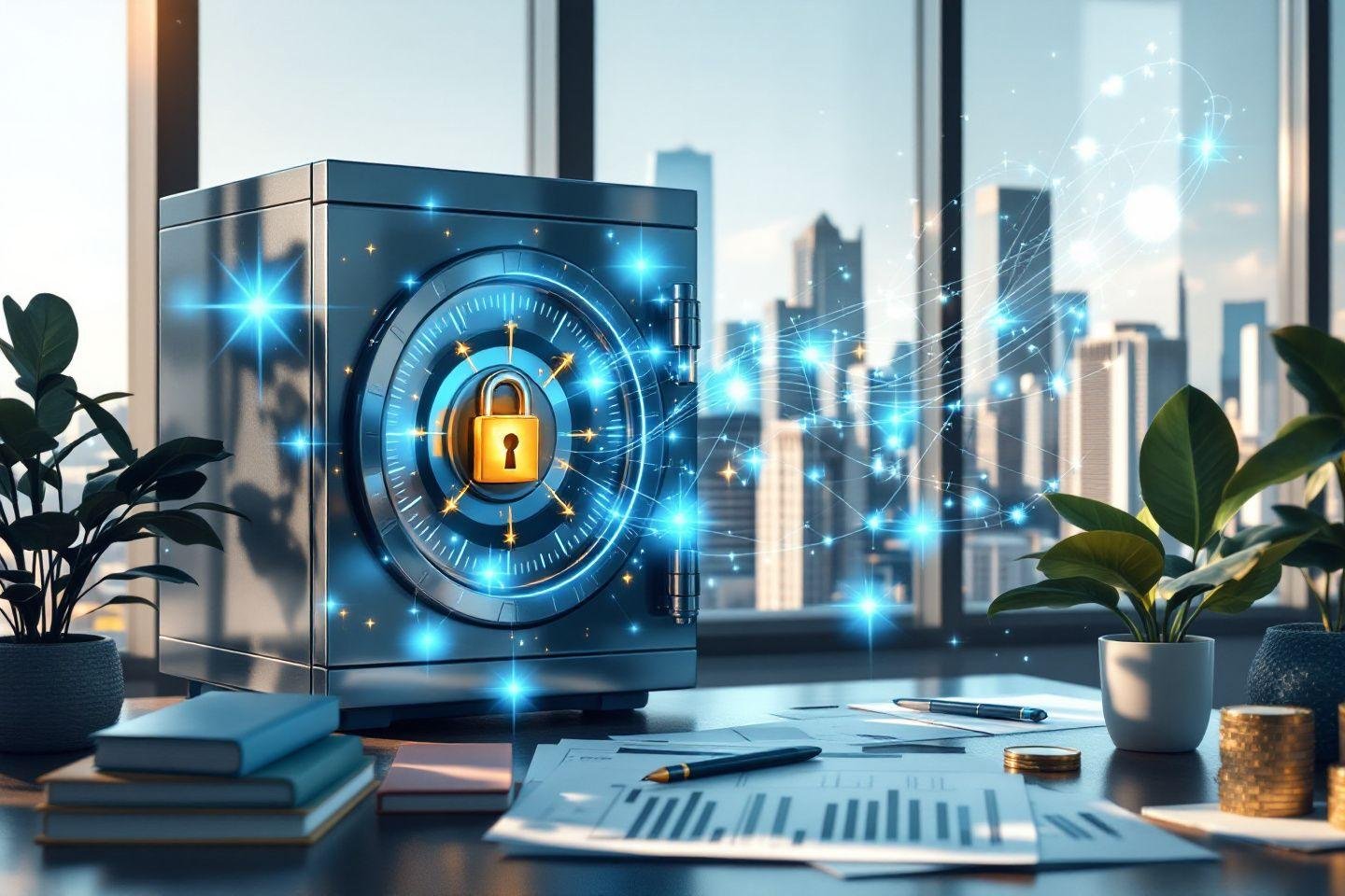 Coffre-fort numérique avec serrure et réseau de connexions sécurisées