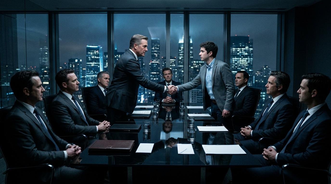 Deux hommes d'affaires se serrent la main lors d'une réunion d'entreprise.