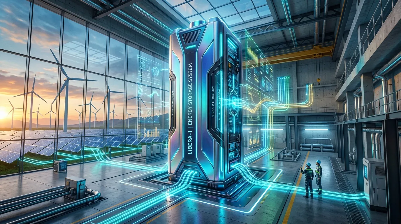 Installation de stockage d'énergie futuriste dans un centre technologique