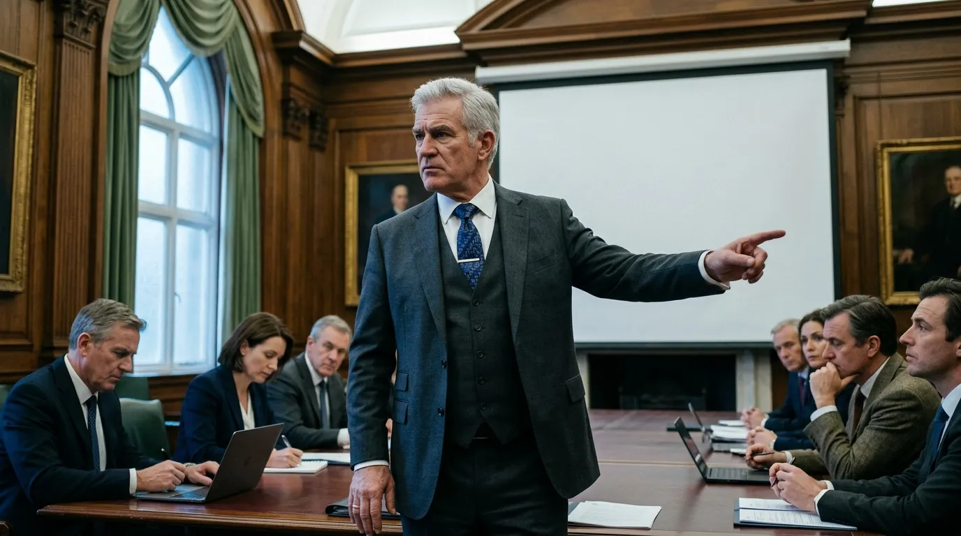 Homme présentant lors d'une réunion d'affaires formelle