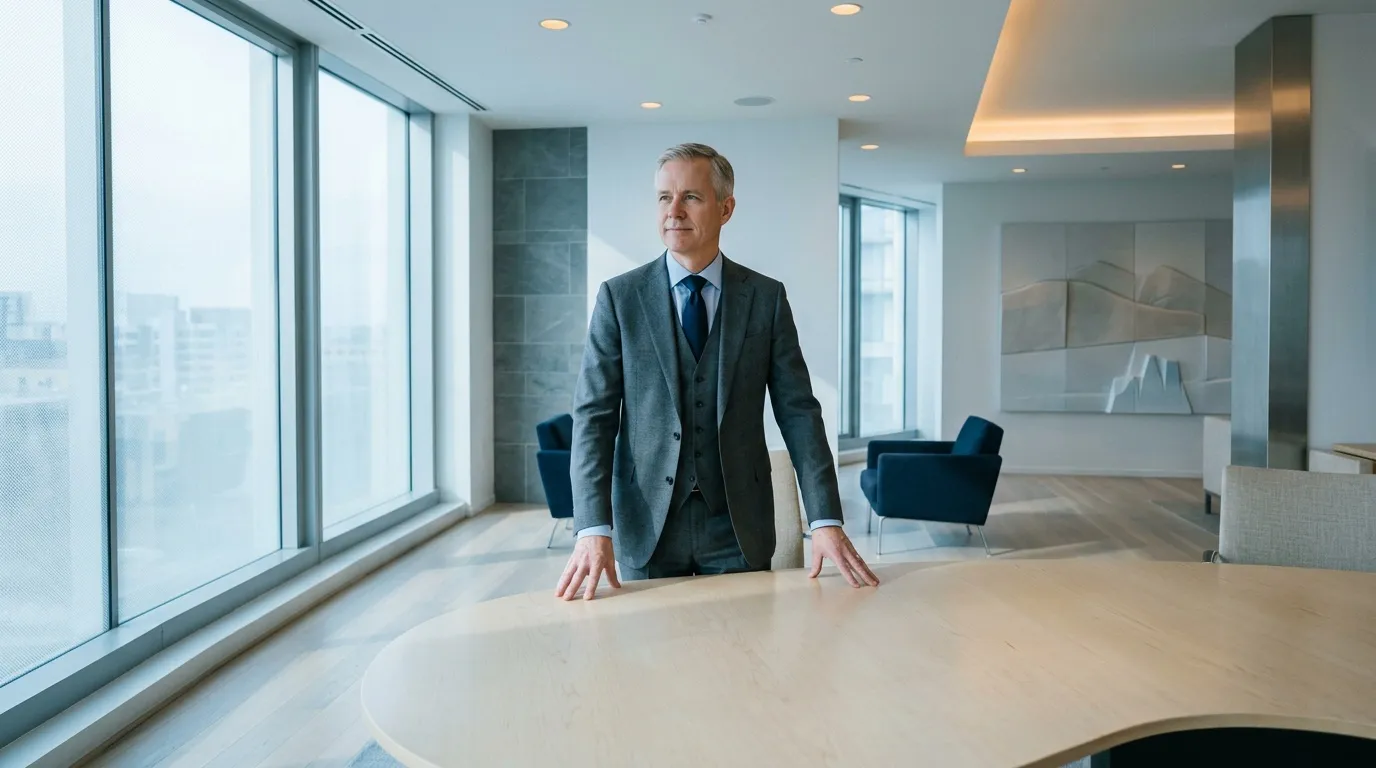 Homme d'affaires en costume dans un bureau haut de gamme