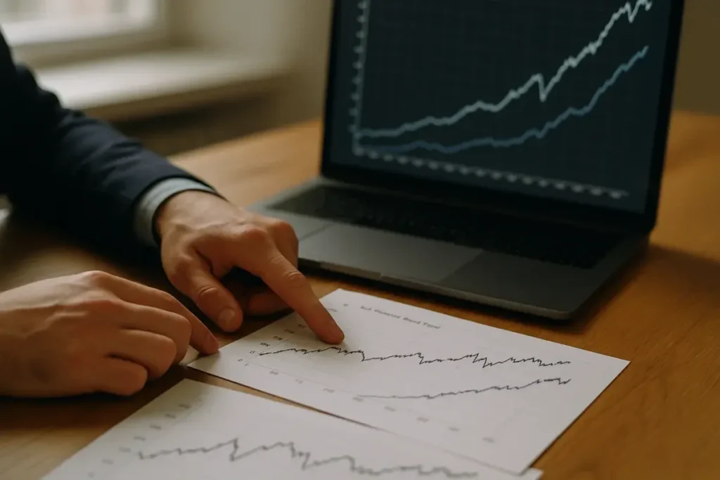 Analyste examinant des graphiques de taux obligataires américains
