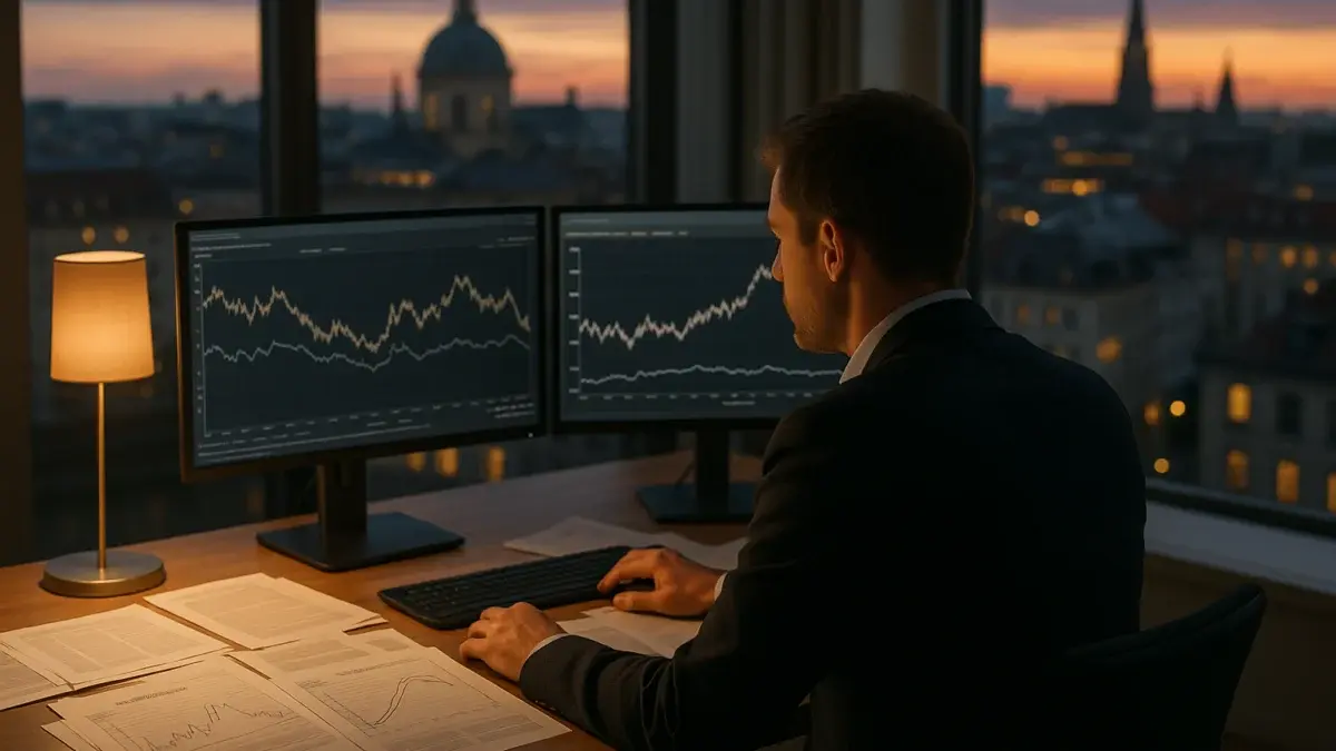 Analyste obligataire étudiant des spreads de crédit sur double écran