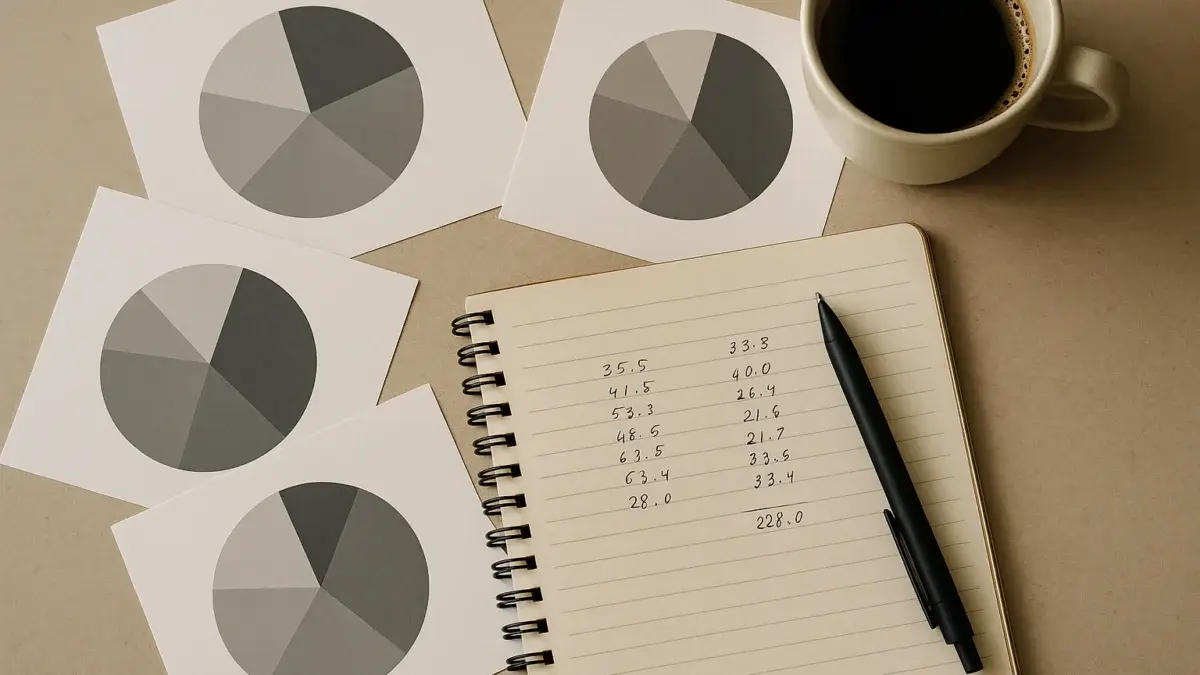 Bureau d'analyste avec graphiques d'allocation d'actifs et notes manuscrites
