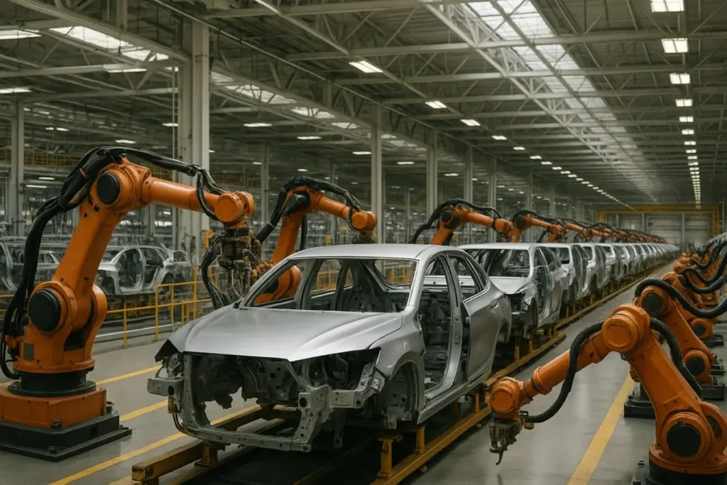 Chaîne d'assemblage automatisée dans une usine japonaise