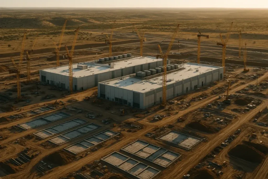 Construction d'un grand centre de données de type hyperscaler en cours
