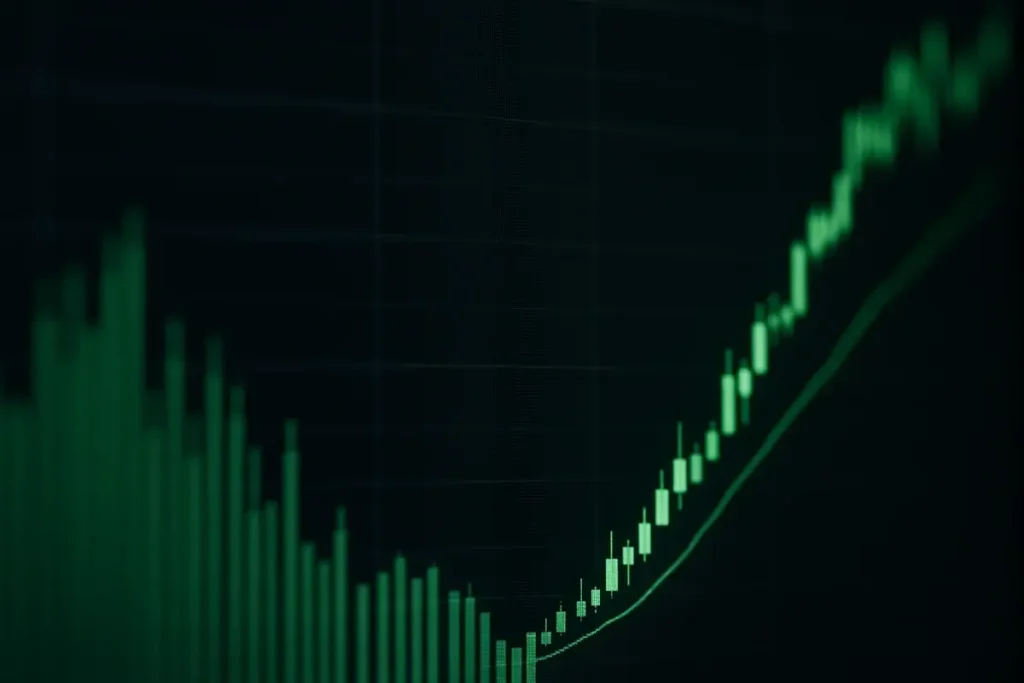 Écran de trading affichant des graphiques boursiers en progression