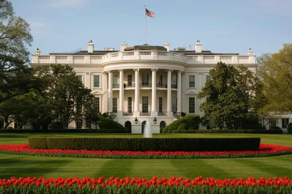 Façade de la Maison Blanche à Washington par temps clair