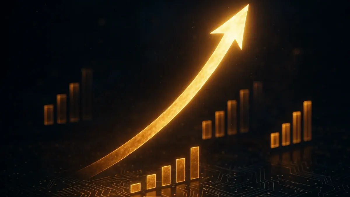 Flèche dorée ascendante symbolisant la croissance des profits d'entreprises