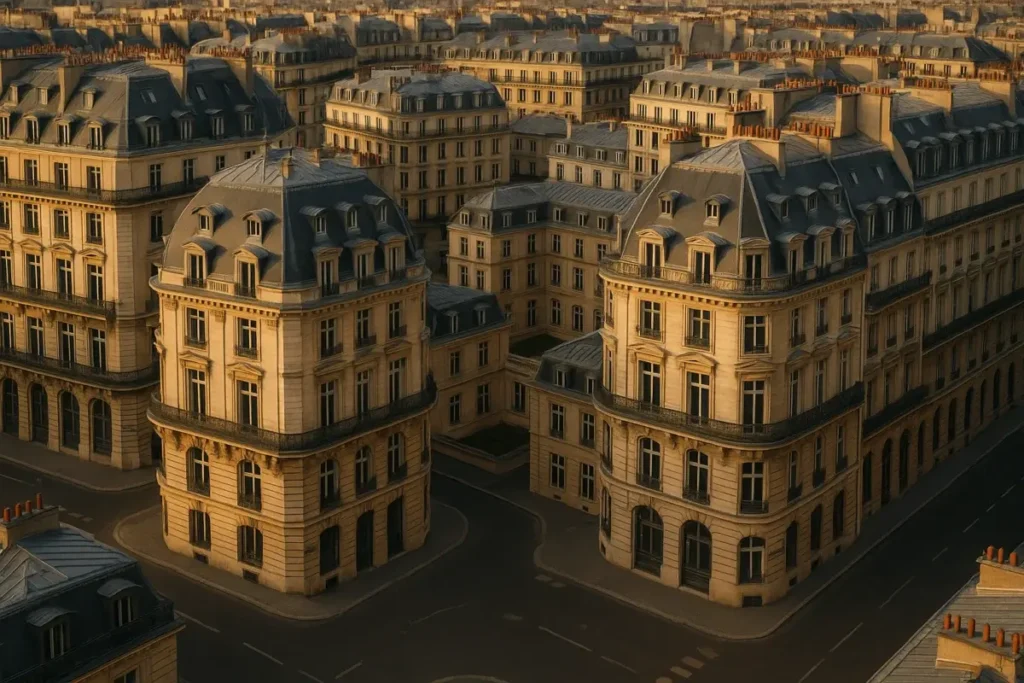 Immeubles de bureaux premium dans le centre de Paris vus du ciel