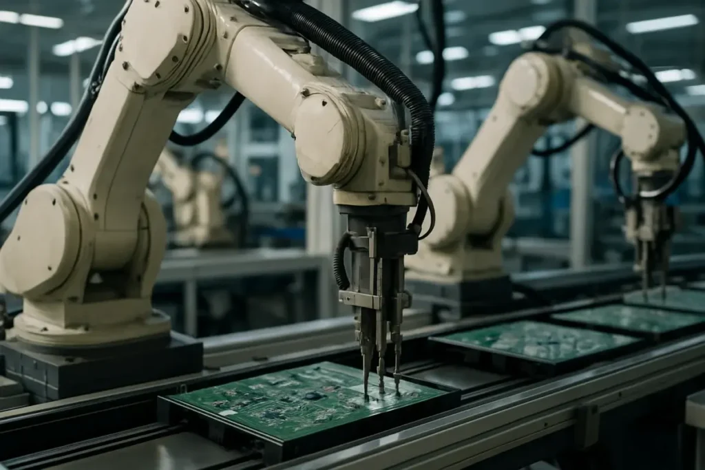 Ligne d'assemblage automatisée dans une usine électronique chinoise
