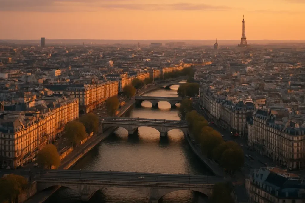 Vue aérienne de Paris illustrant la situation économique française