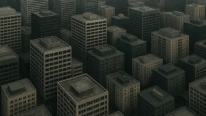 Vue aérienne de plusieurs immeubles de bureaux et résidentiels en ville