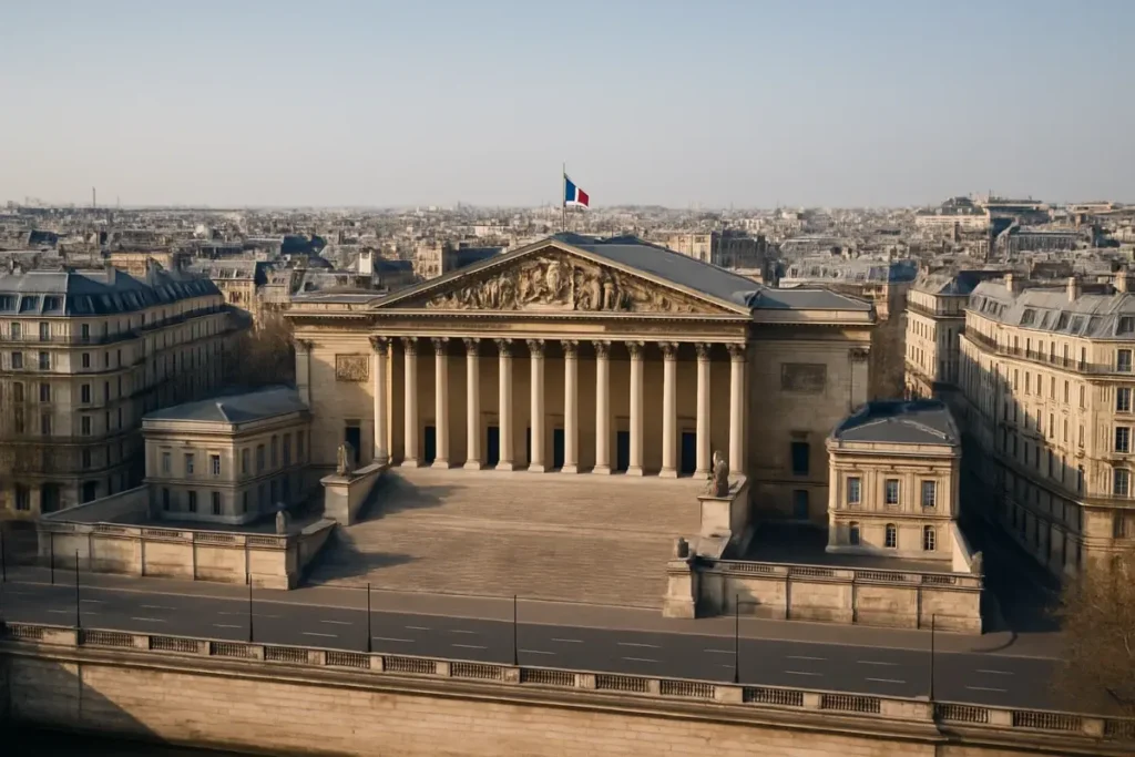 Vue aérienne du Palais Bourbon et des quartiers parisiens environnants