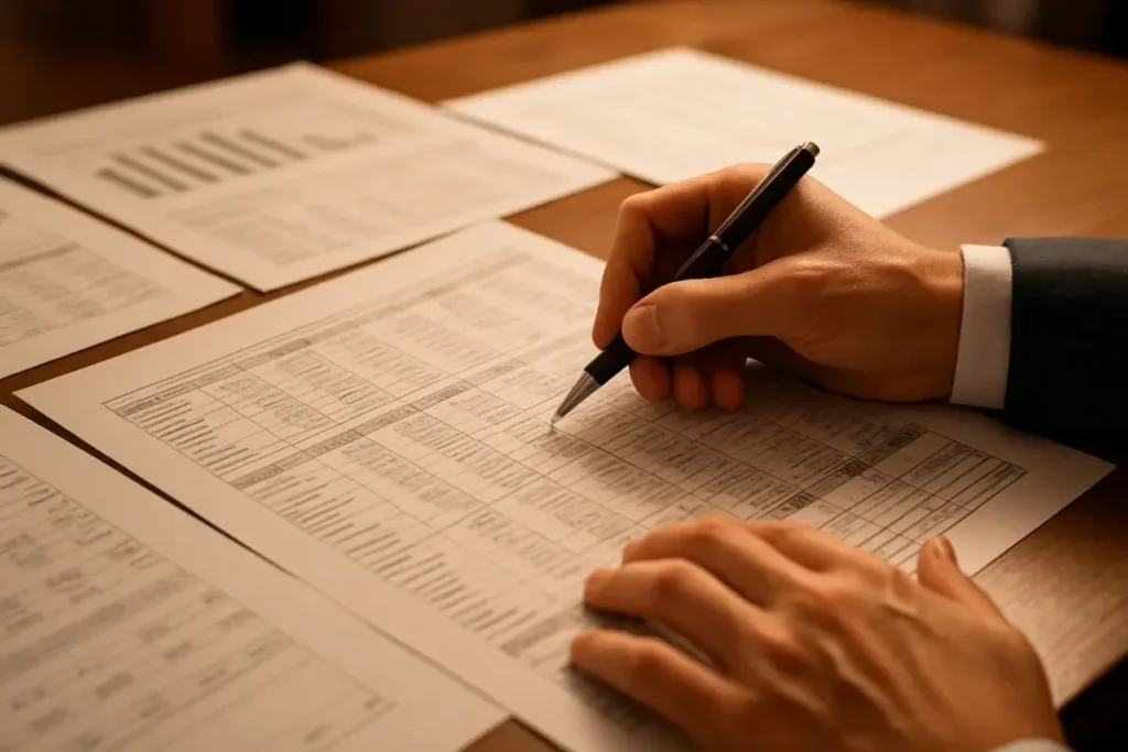 Analyste examinant des bulletins trimestriels de fonds immobiliers SCPI