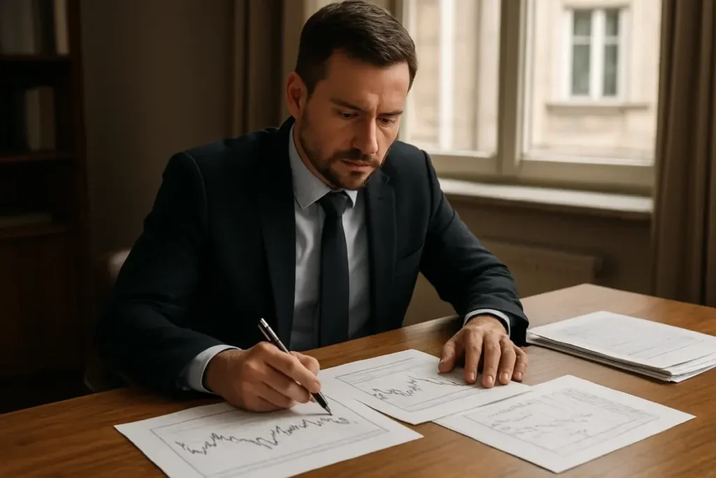 Analyste examinant des graphiques de spread de dette souveraine européenne