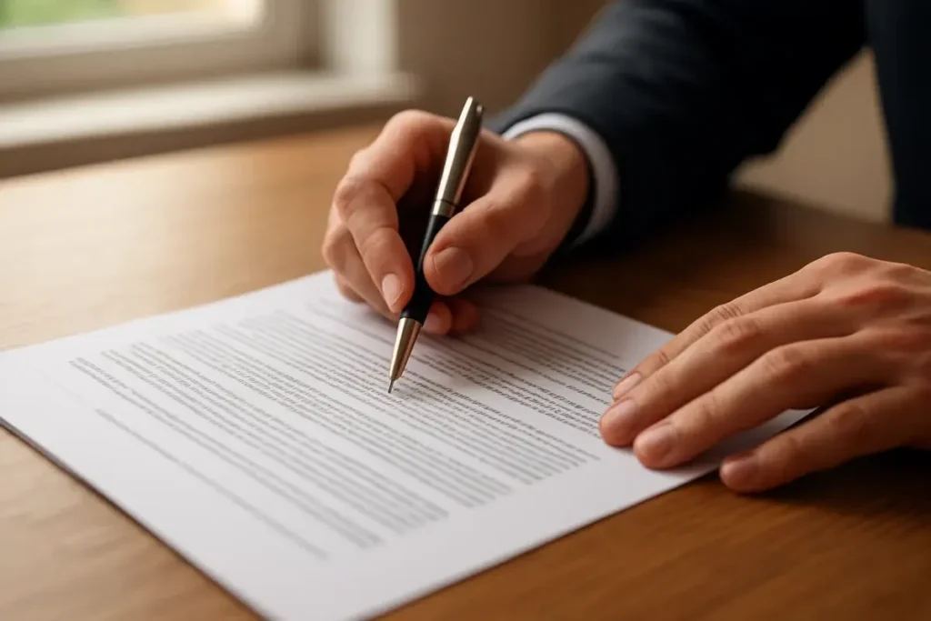 Analyste examinant un prospectus obligataire sur un bureau