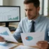 Analyste financier examinant des graphiques de performance de fonds non cotés