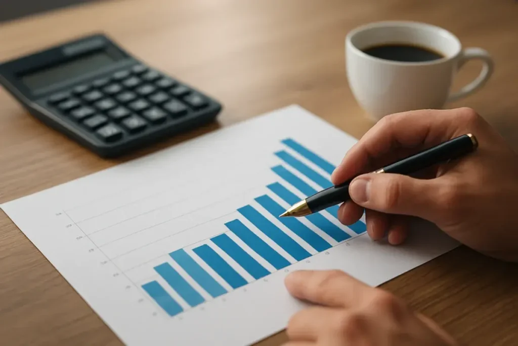 Analyste financier examinant un graphique de performance sectorielle