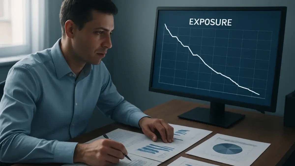 Analyste financier examinant un rapport de gestion de portefeuille