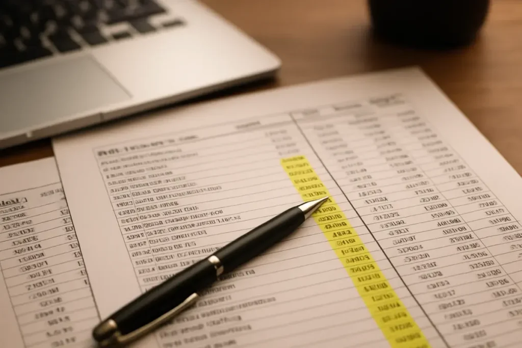 Bureau d'analyste avec tableaux de données sur un fonds immobilier