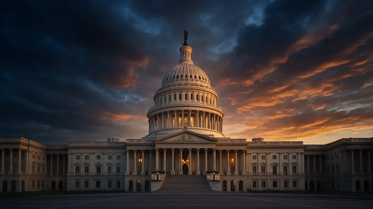 Capitole américain au crépuscule, siège du Congrès des États-Unis