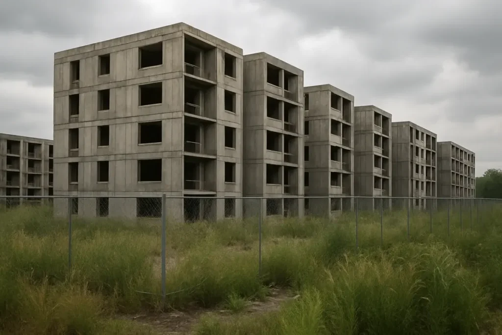 Chantier immobilier abandonné en Chine après le défaut d'un promoteur