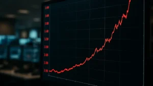 Courbe des taux OAT à 10 ans en forte hausse sur écran de trading