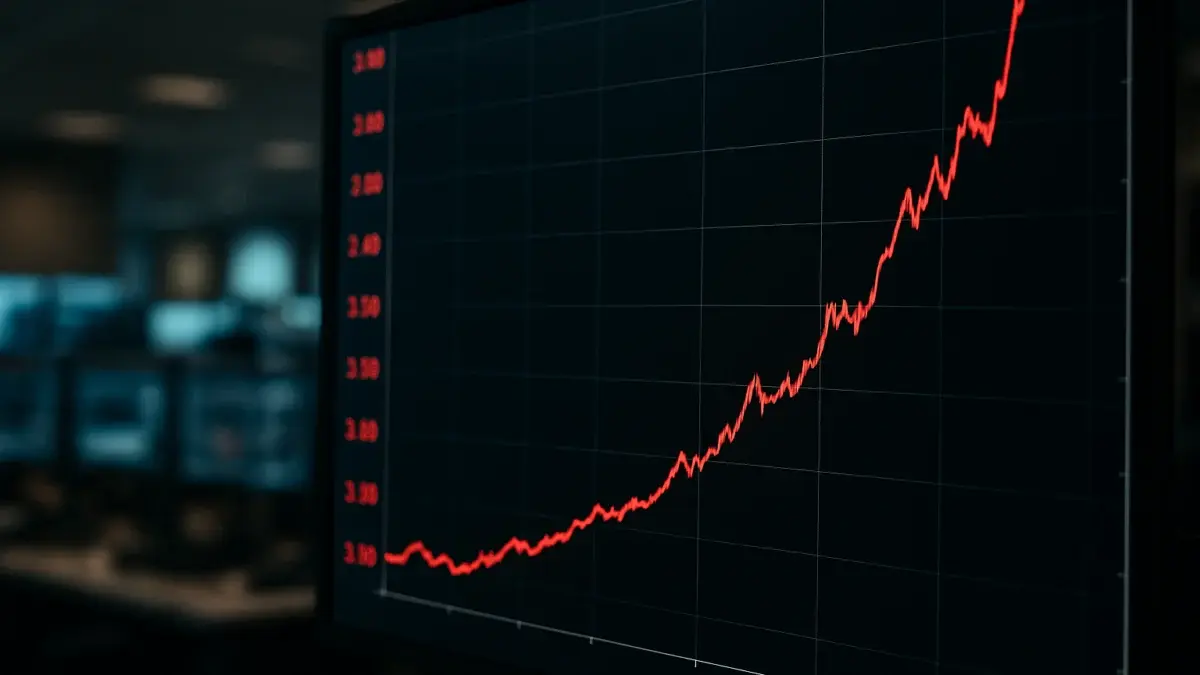 Courbe des taux OAT à 10 ans en forte hausse sur écran de trading