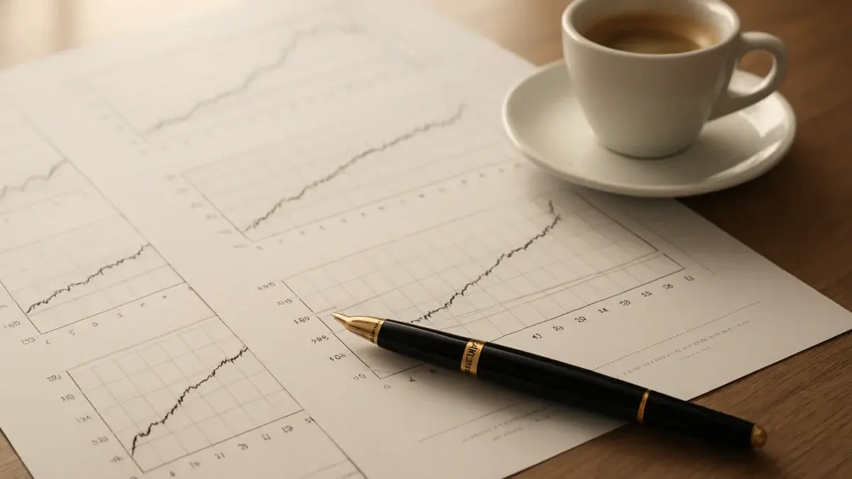 Courbes de taux obligataires imprimées sur un bureau d'analyste