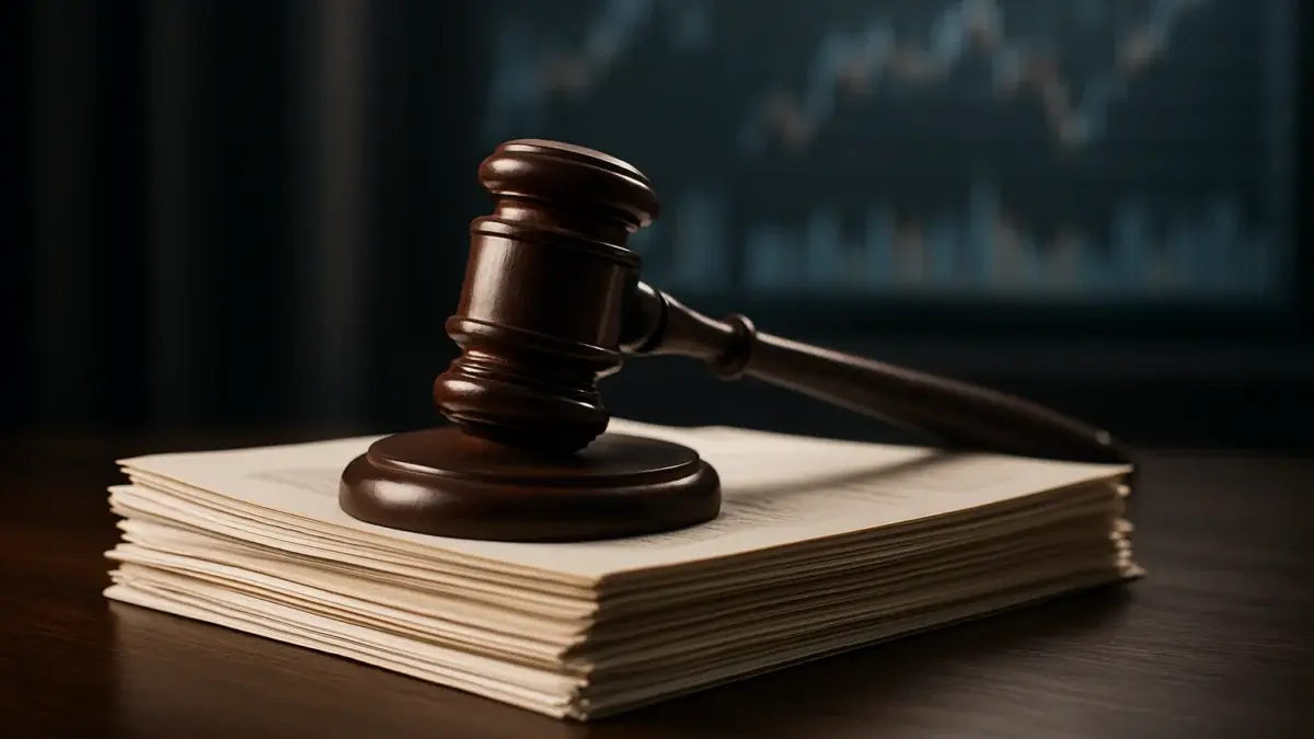 Documents juridiques et marteau de juge sur un bureau, procédure de liquidation