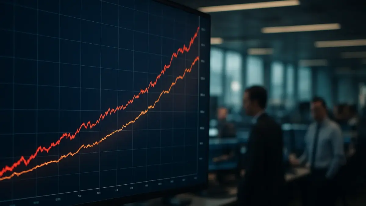 Écran de trading affichant la hausse des taux obligataires américains