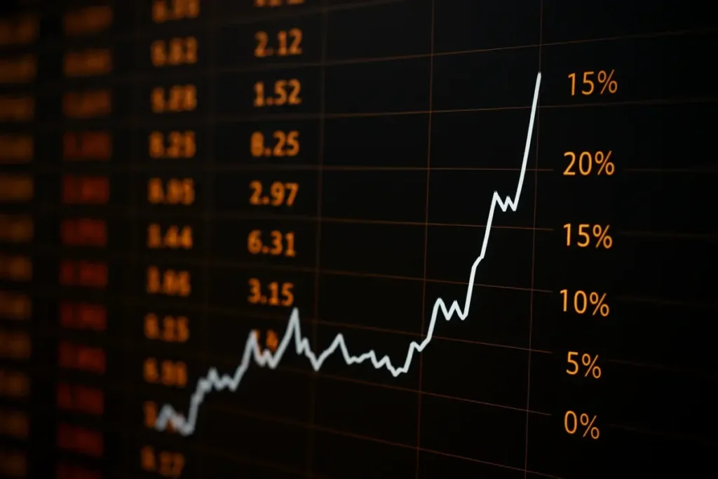 Écran de trading montrant une courbe de rendement obligataire en forte hausse