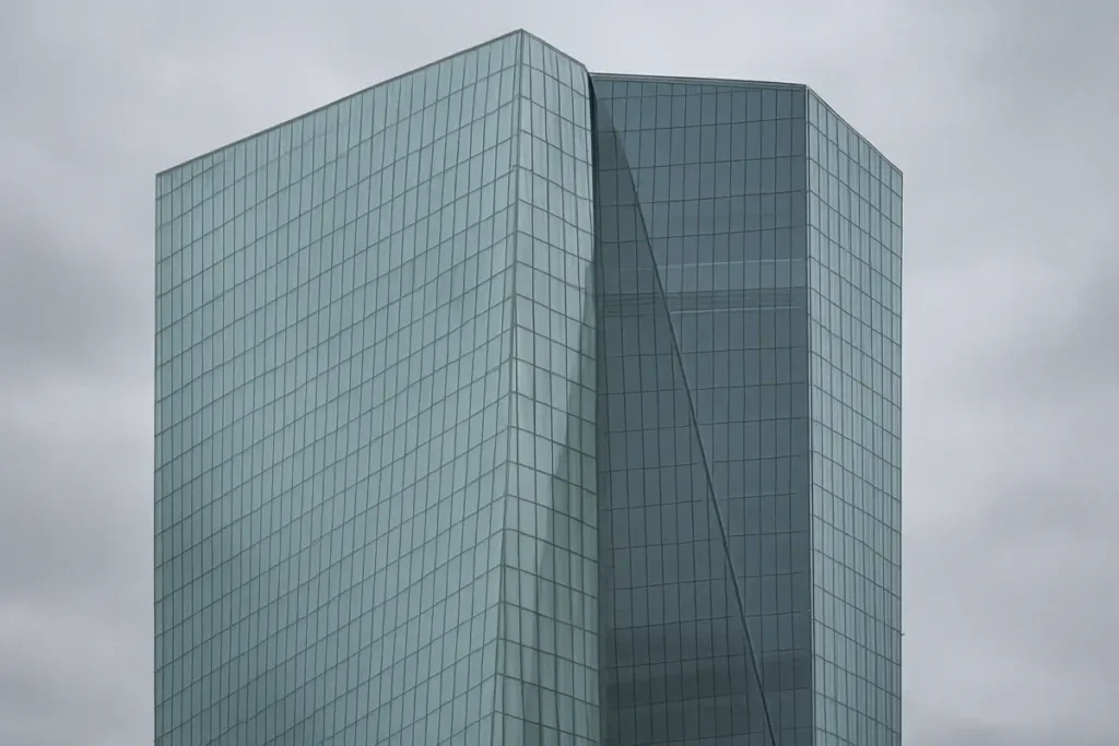 Façade du siège de la BCE à Francfort sous un ciel couvert