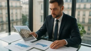 Gestionnaire d'actifs immobiliers analysant des données de portefeuille SCPI