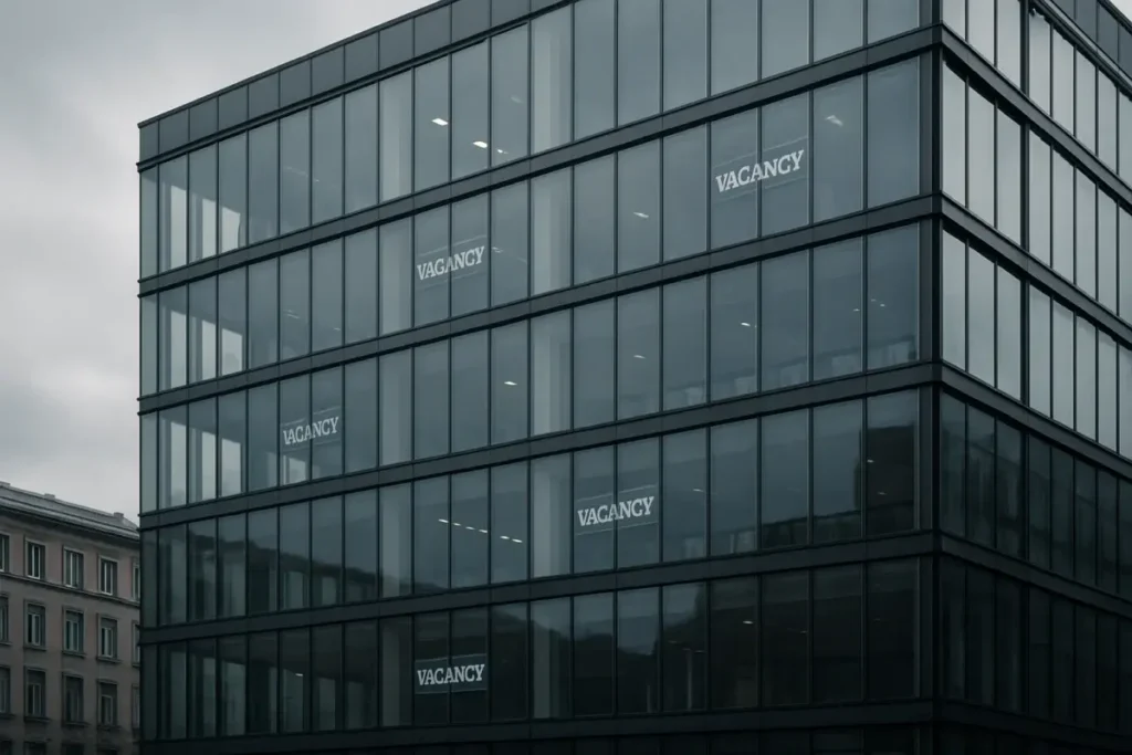 Immeuble de bureaux avec locaux vacants dans un centre-ville européen