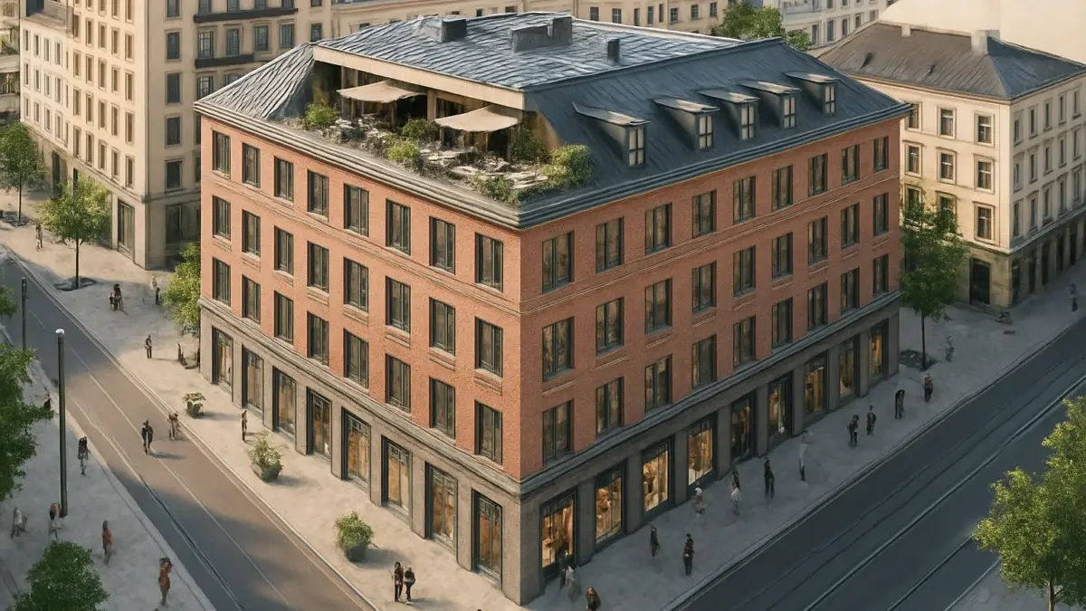 Immeuble européen mixte bureaux hôtellerie commerce rénové en 2026