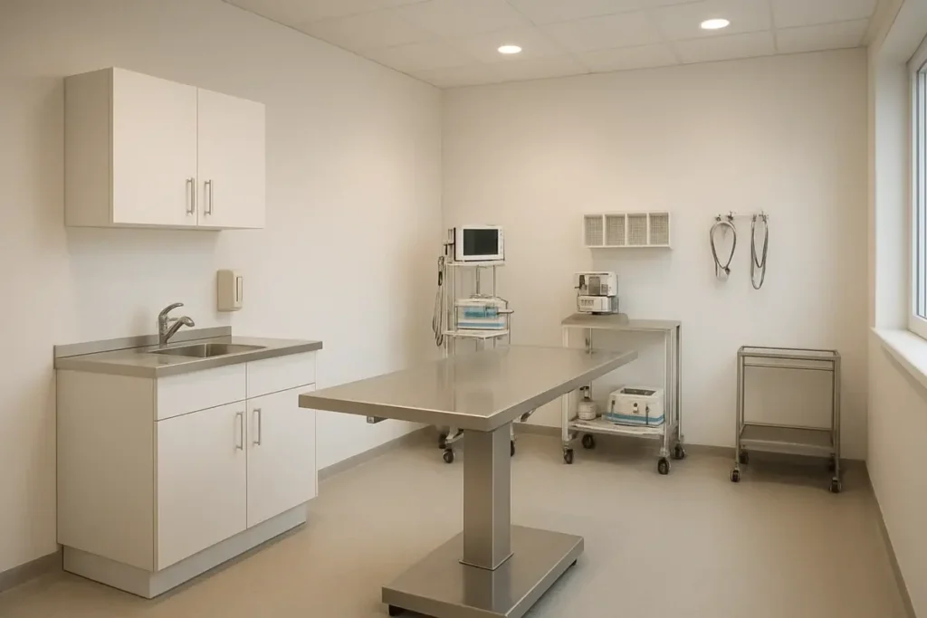 Intérieur rénové d'une clinique vétérinaire moderne et équipée