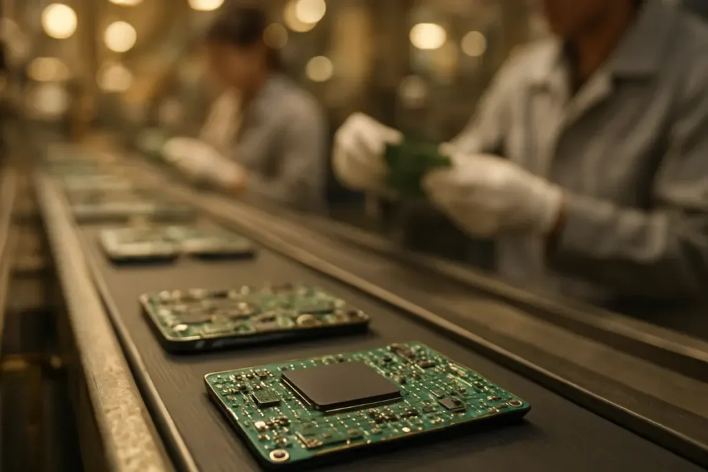 Ligne d'assemblage de composants électroniques pour smartphones