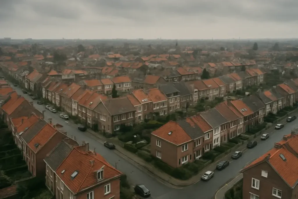 Quartier résidentiel européen sous pression économique liée aux taux
