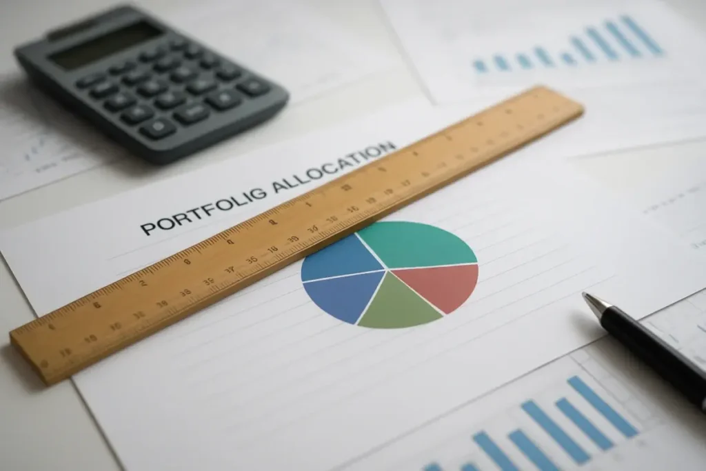 Règle posée sur un graphique d'allocation de portefeuille long terme