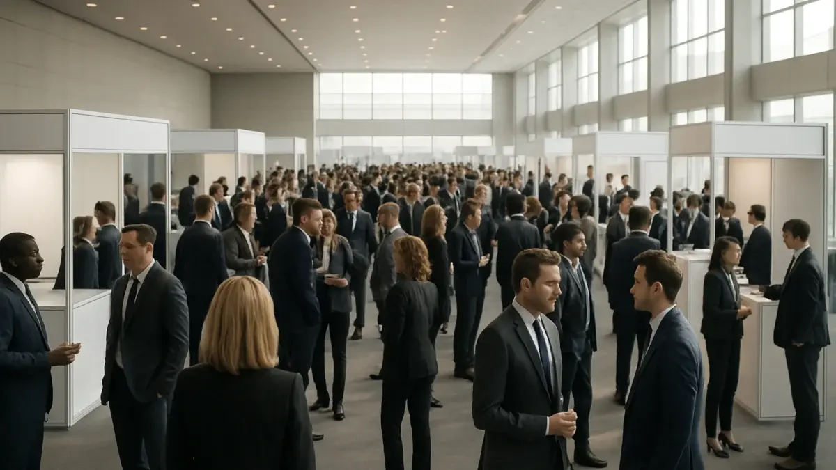 Salle de conférence professionnelle lors d'un salon financier