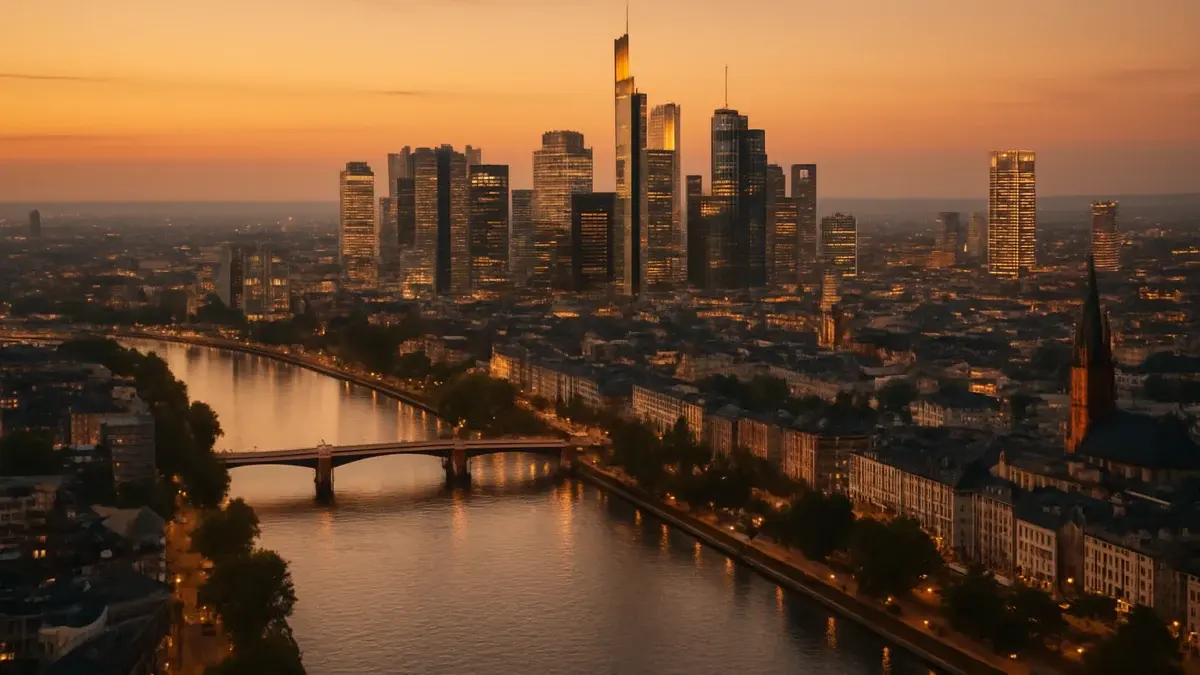 Skyline européen mêlant immeubles de bureaux et immobilier résidentiel au crépuscule