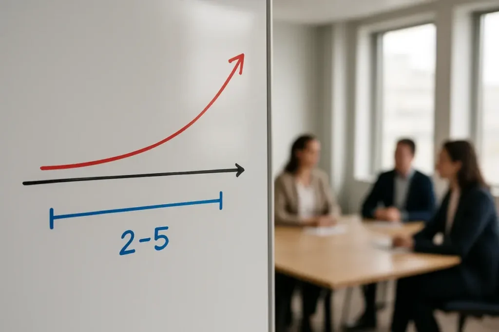 Tableau illustrant la fenêtre de deux à cinq ans du cycle de vie d'une entreprise