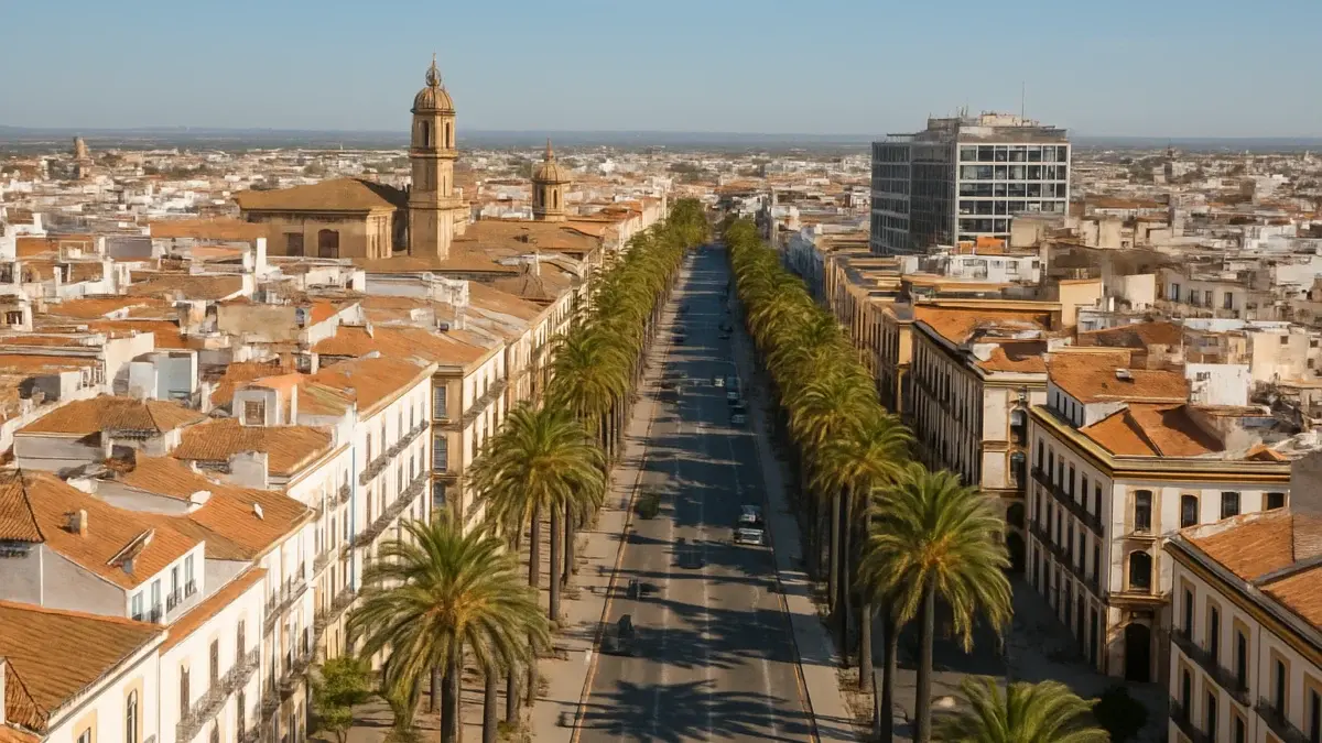 Vue aérienne d'une ville du sud de l'Espagne ensoleillée